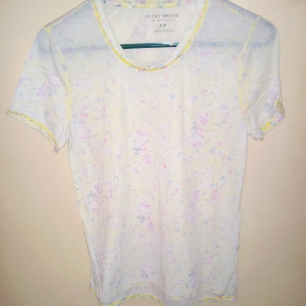 Lucky brand floral see threw tee